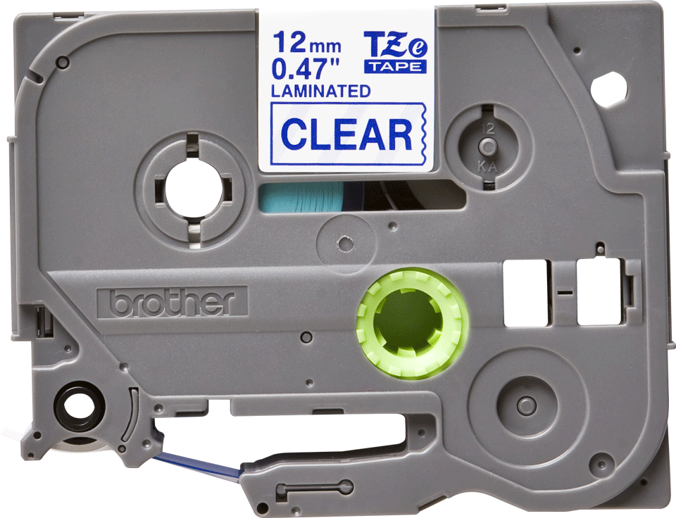 TZe-133 12mm Şeffaf üzerine Mavi Laminasyonlu Etiket 