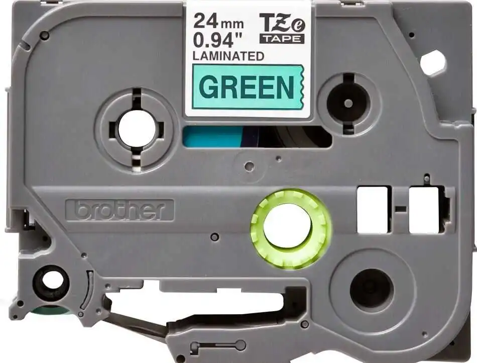 Brother TZe-751 24mm Yeşil üzerine Siyah Laminasyonlu Etiket