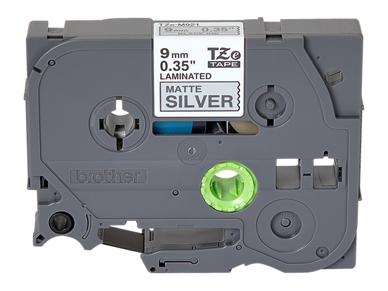 TZe-SM941 18mm Mat Gümüş Siyah Güçlü Yapışkanlı Etiket