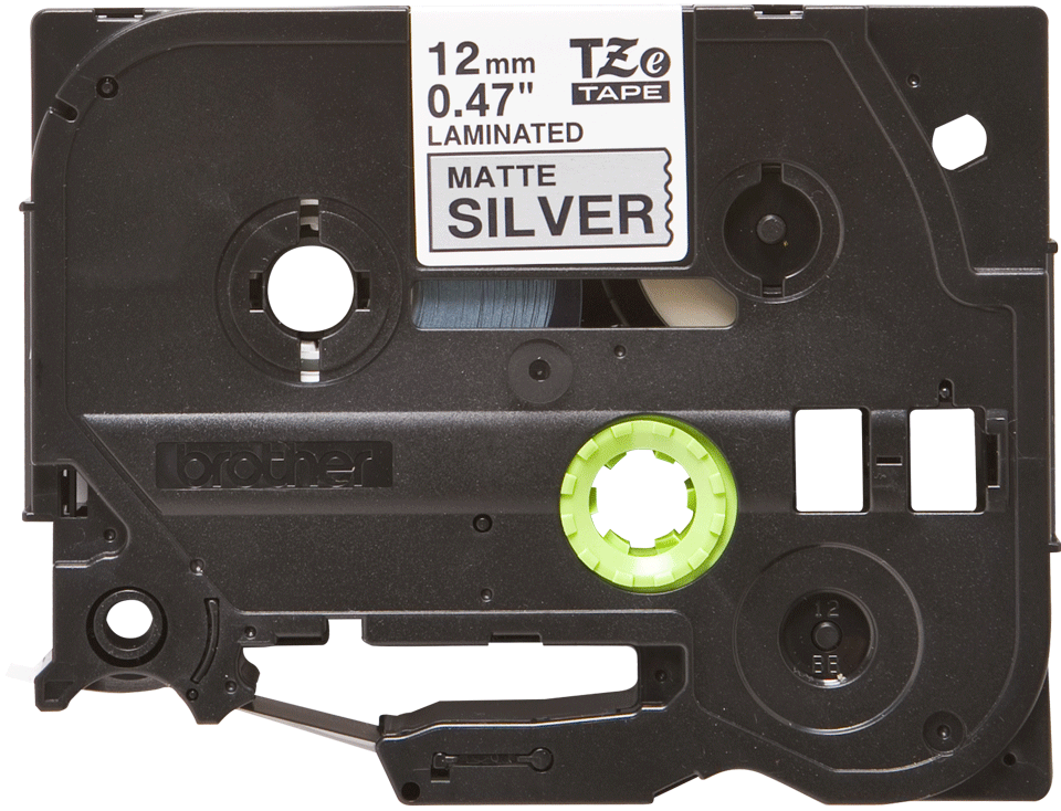 TZe-M931 12mm Mat Gümüş üzerine Siyah Etiket