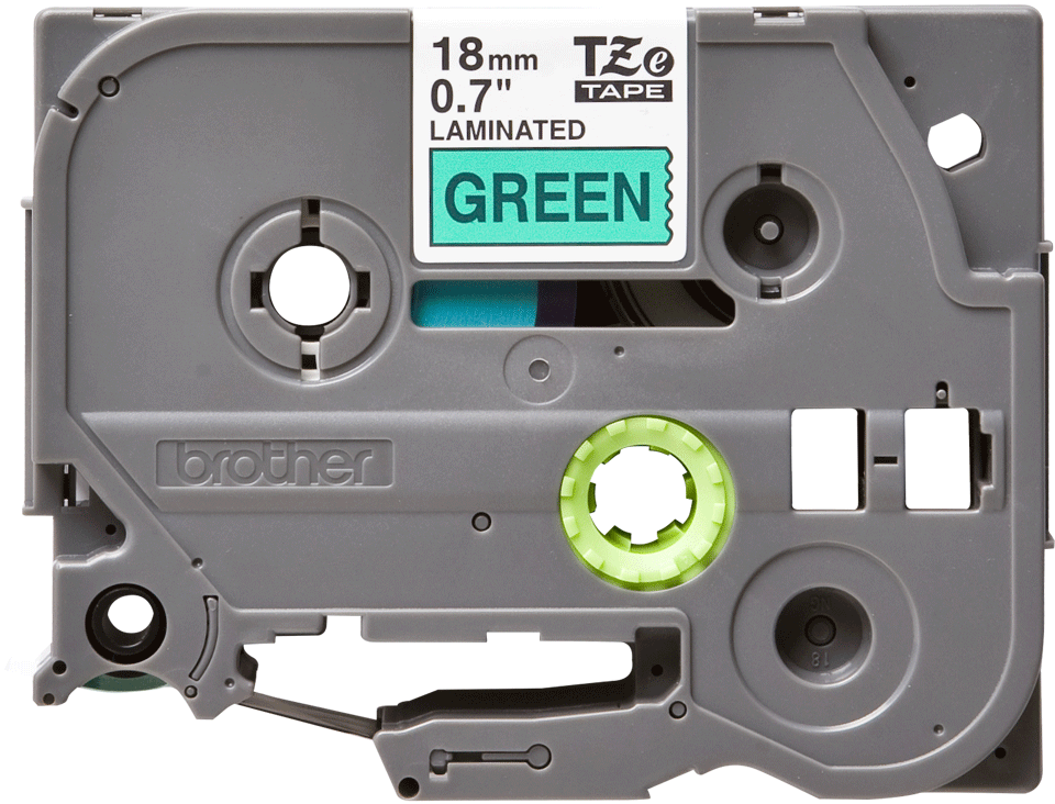 TZe-741 18mm Yeşil üzerine Siyah Laminasyonlu Etiket 
